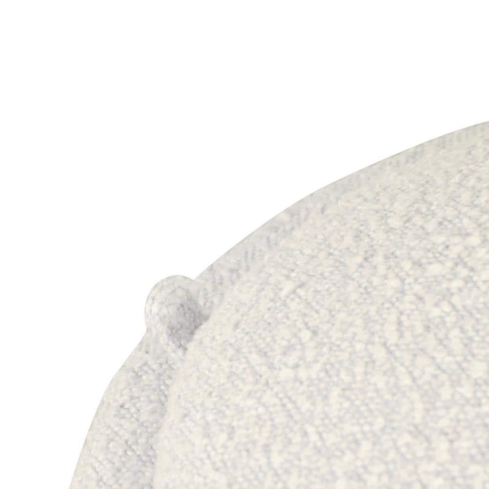 Storage Round Ottoman Cream Boucle - HomePop: Footrest, Vanity Seating, No Assembly Required