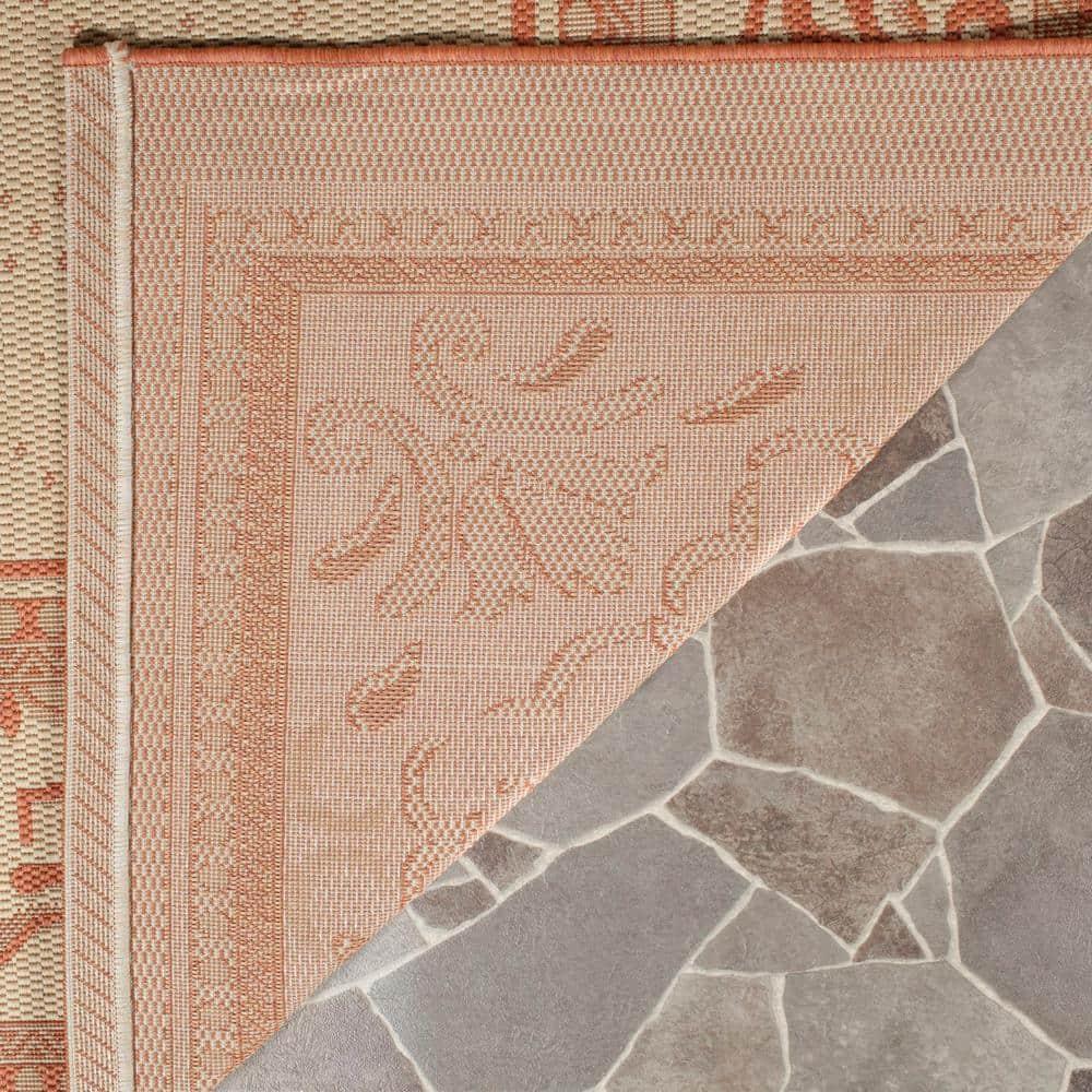 Courtyard CY0901 Power Loomed Indoor and Outdoor Area Rug - Natural/Terra - 9'x12' - Safavieh