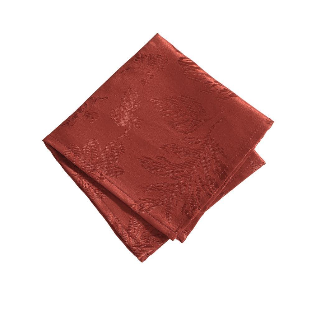 Elegant Woven Leaves Jacquard Damask Napkin, Set of 8 - 17" x 17" - Spice Red - Elrene Home Fashions
