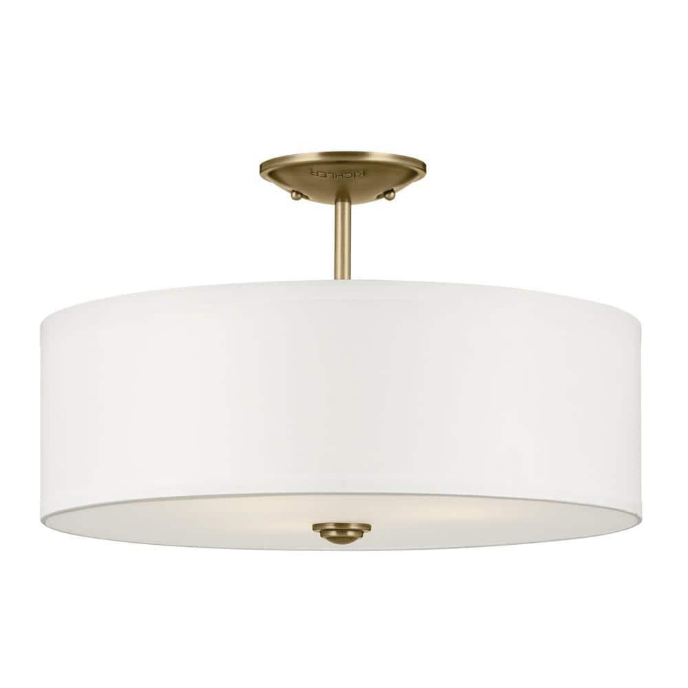 Kichler Lighting Shailene 3 - Light Semi-Flush Mount in  Natural Brass