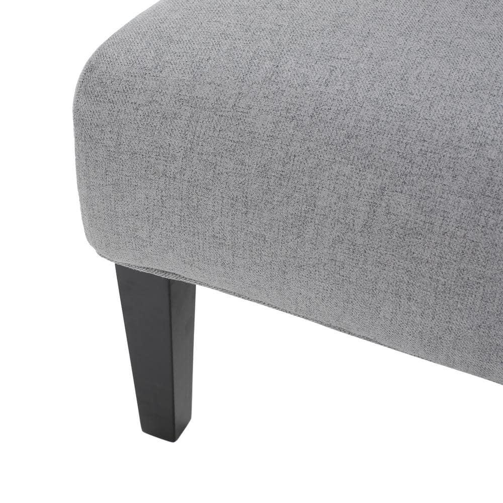 Modern Gray Fabric Armless Slipper Accent Chair with Wood Frame