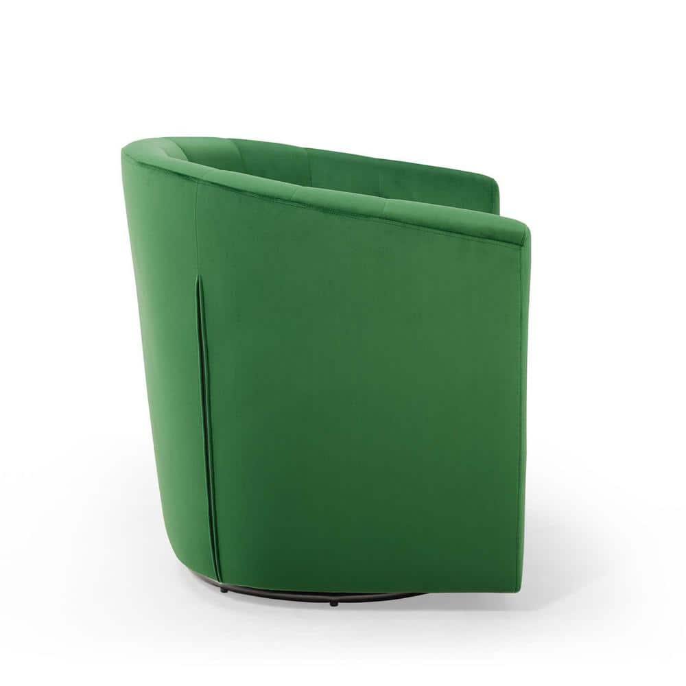 Modway Prospect Tufted Performance Velvet Swivel Armchair Emerald : Luxurious Upholstered Accent Chair with Wood Frame