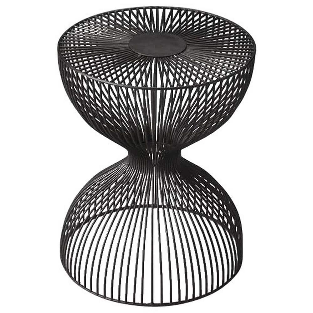Nicholas 14 in. W Black Round Iron End Table
