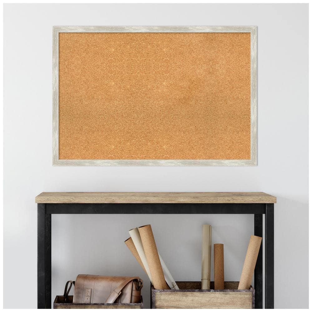 Amanti Art Natural Cork Board Framed Crackled Metallic Narrow Bulletin Board 38 in. x 26 in.