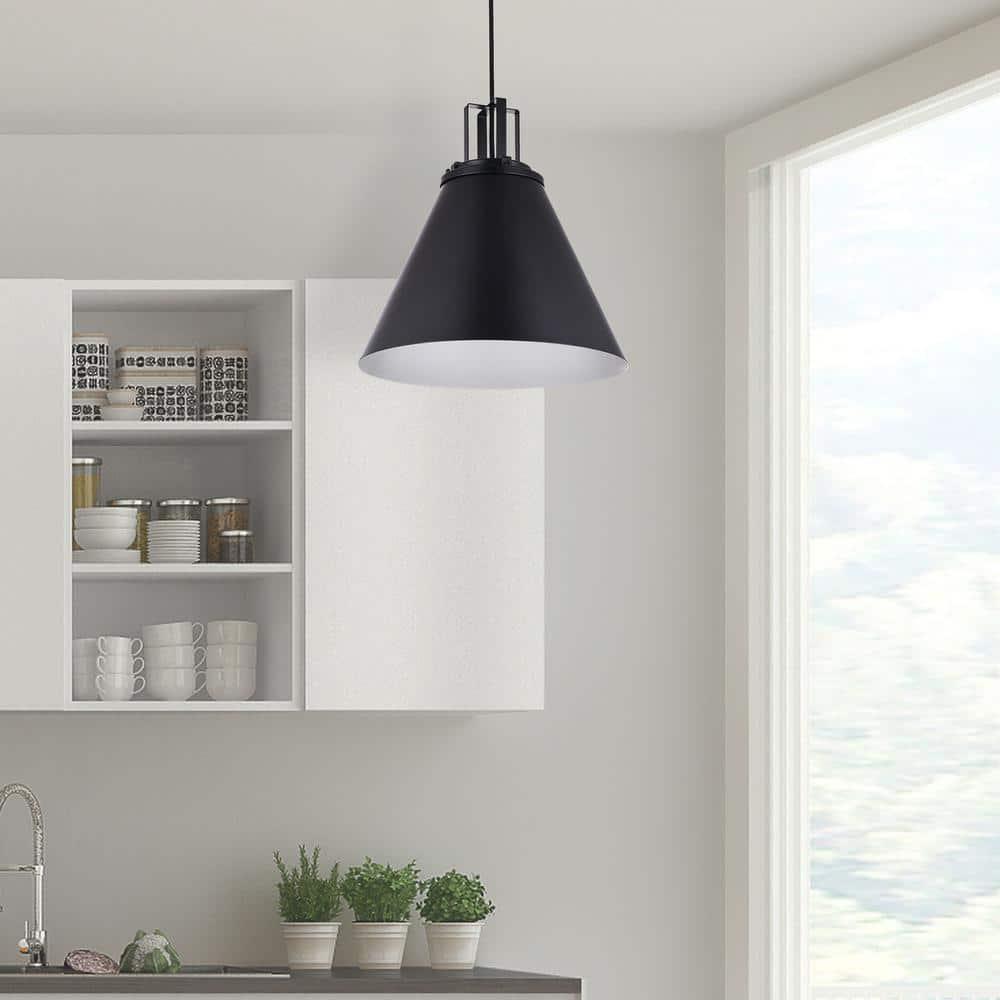 Dainolite - Sonus - 1 Light Pendant-Matte Black Finish-Matte Black Shade Color