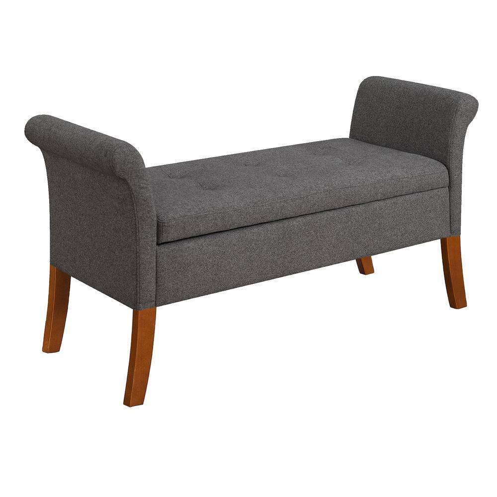 Convenience Concepts Designs4Comfort Garbo Storage Bench Ottoman, Soft Gray Fabric