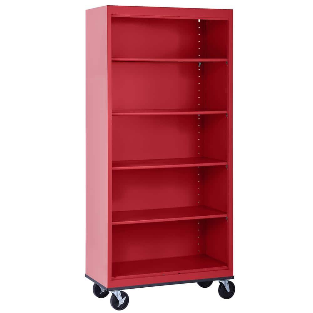 Sandusky Lee 36" W x 18" D x 78" H Steel Mobile Bookcase with 4 Adjustable Shelves by Sandusky
