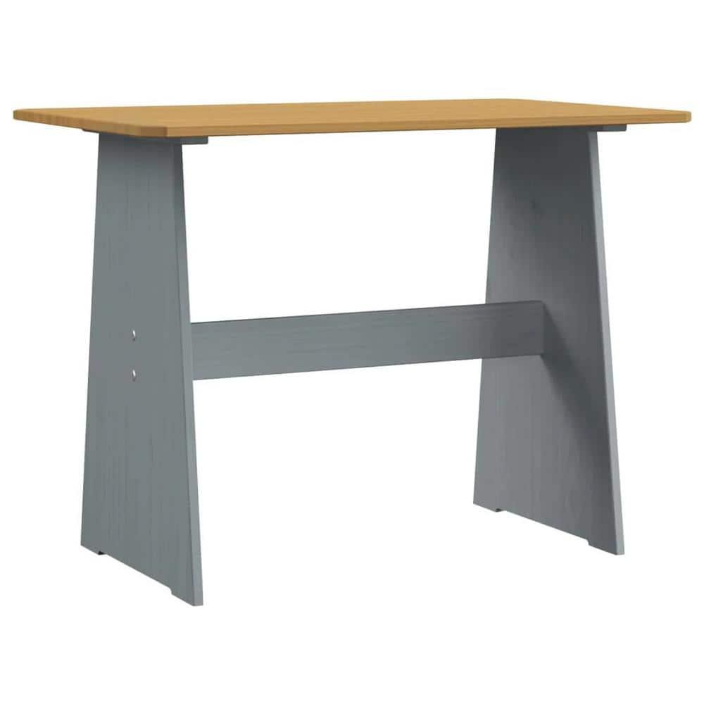 Urban Home Furniture Chapman 3 Piece Casual Dining 2-Tone Natural/Grey Solid Pine Wood Kitchen Table Set with 2 Benches, Kitchen Dining Set