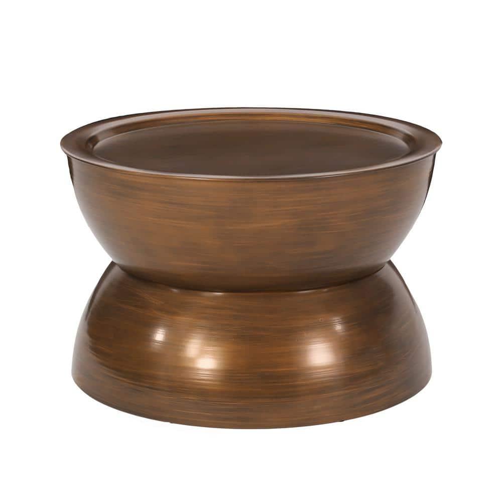 Noble House Manville Metal Hourglass Coffee Table, Brushed Antique Bronze