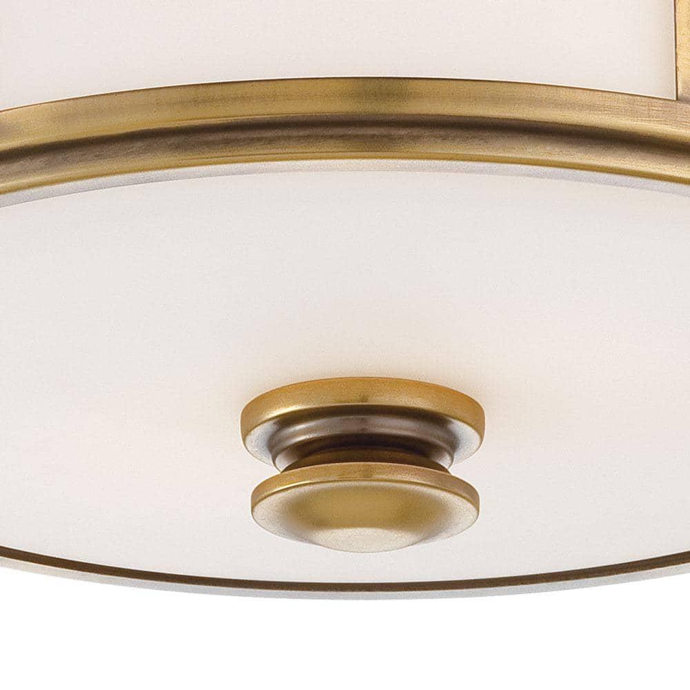 Minka Lavery Modern Ceiling Light Flush Mount Fixture 13 1/2" Liberty Gold Etched Opal Glass Shade for Bedroom Kitchen Living Room