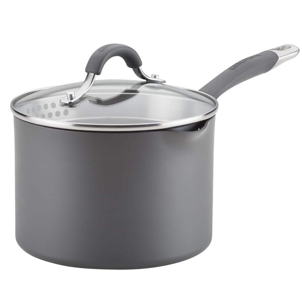 Circulon Circulon Radiance Hard-Anodized Nonstick Saucepan with Straining Lid, 3-Quart