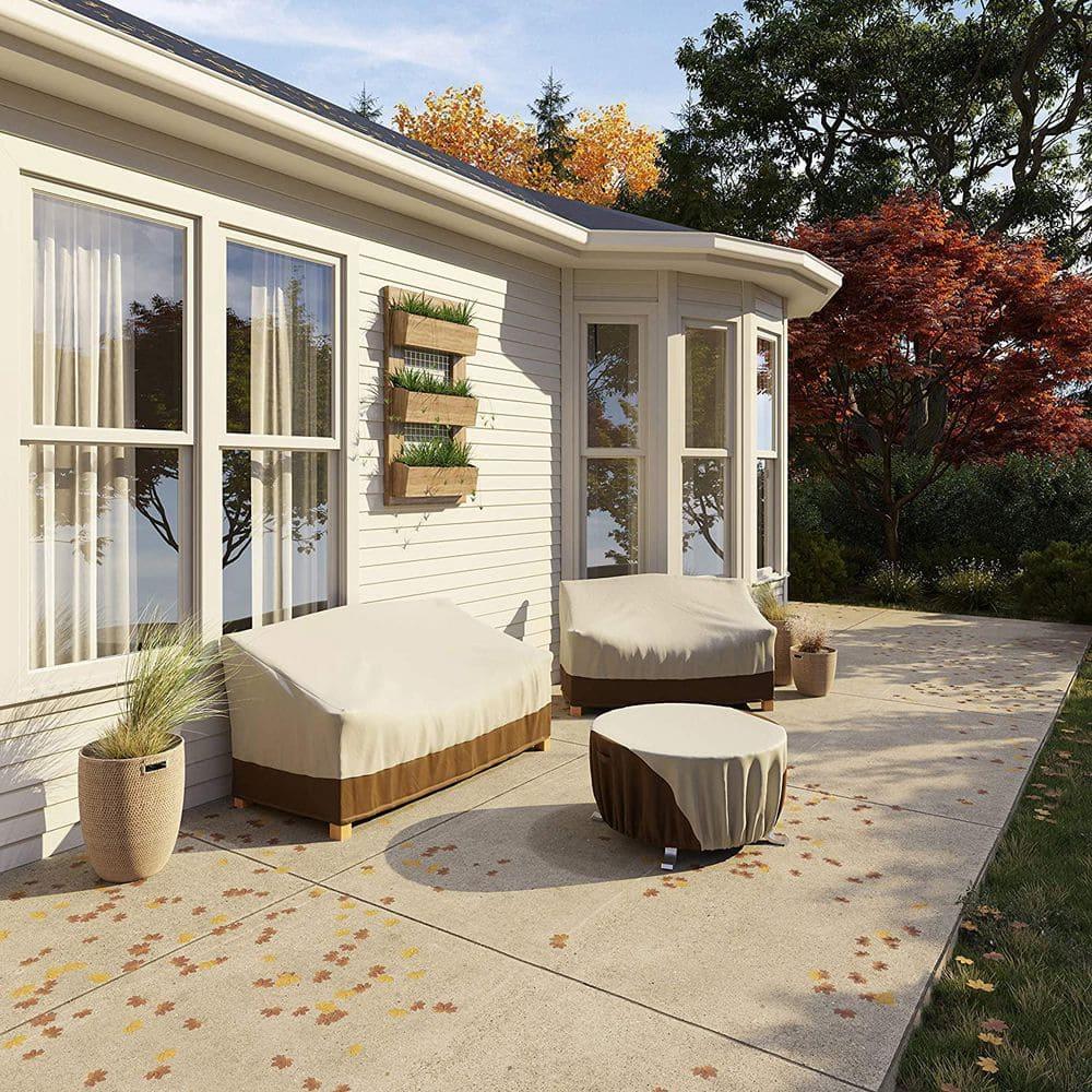 Amazon Basics 2 Seater Outdoor Couch Cover, Patio Furniture Cover, Waterproof, Anti-UV, Durable, Beige/Tan