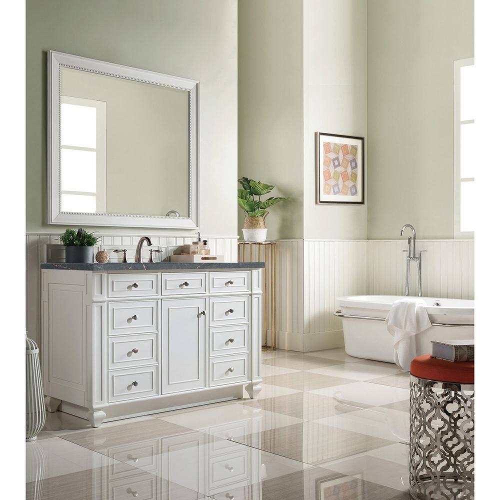 Bright White Plywood Single Vanity with Parisien Bleu Quartz Top