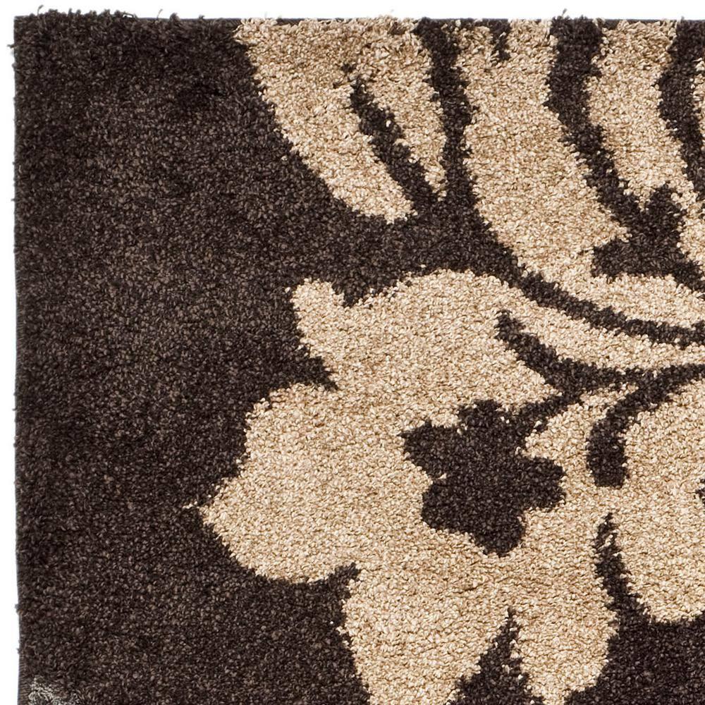 Florida Shag SG458 Power Loomed Indoor Area Rug - Dark Brown/Smoke - 6'x9' - Safavieh