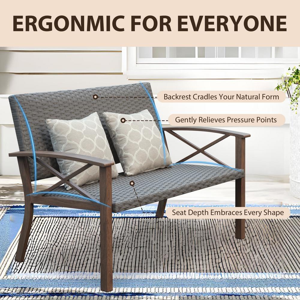 Domi Aluminum Patio Furniture Set, 4-Piece Modern Conversation Set with Cotton Padding Backrests and Seats, Outdoor Sectional Metal Sofa Set with 5.5 Inch Cushion and Coffee Table for Balcony, Garden