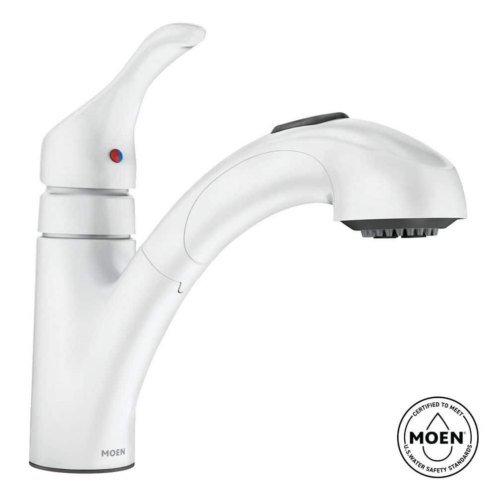 MOEN Renzo Spot Resist Stainless 9 in. H Pull Out Sprayer Kitchen Faucet with 360° Spout Swivel and PowerClean