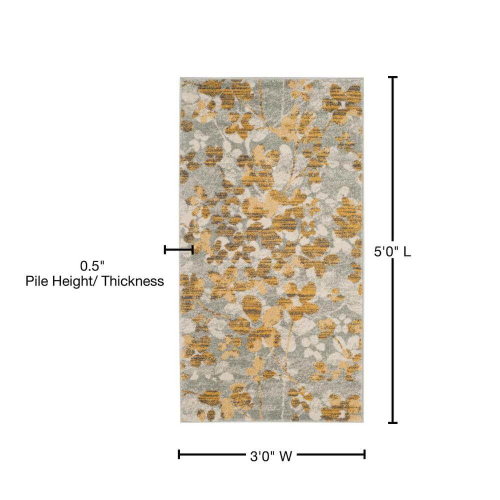 Evoke EVK236 Power Loomed Accent Rug - Grey/Gold - 3'x5' - Safavieh.