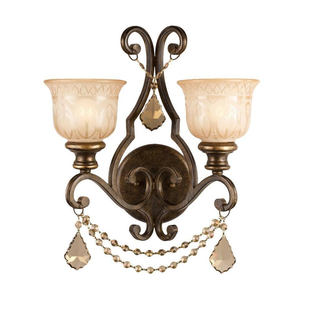 7502-BU-GT-MWP-Crystorama Lighting-Norwalk - Two Light Wall Sconce-Bronze Umber Finish-Hand Cut Crystal Type-Golden Teak Crystal Color