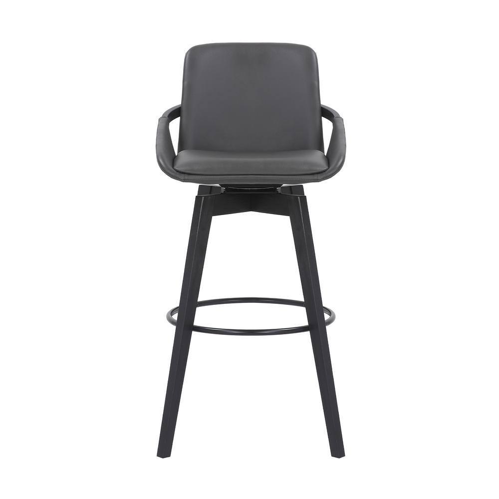 30" Baylor Faux Leather Wood Swivel Barstool Gray/Black - Armen Living