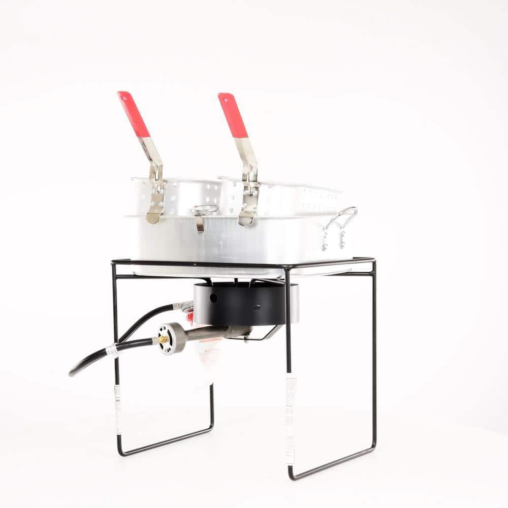 King Kooker 1 Burner Propane Rectangular Fryer Outdoor Cooker Kit with 15 Qt. Fry Pan & Two Baskets