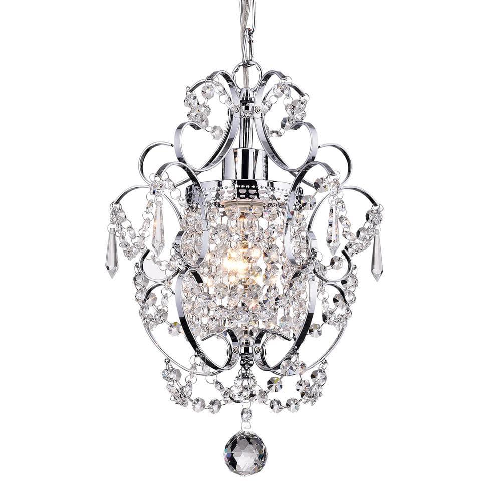 Edvivi Lighting Chrome Finish 1-Light Glam Mini Pendant with Crystal