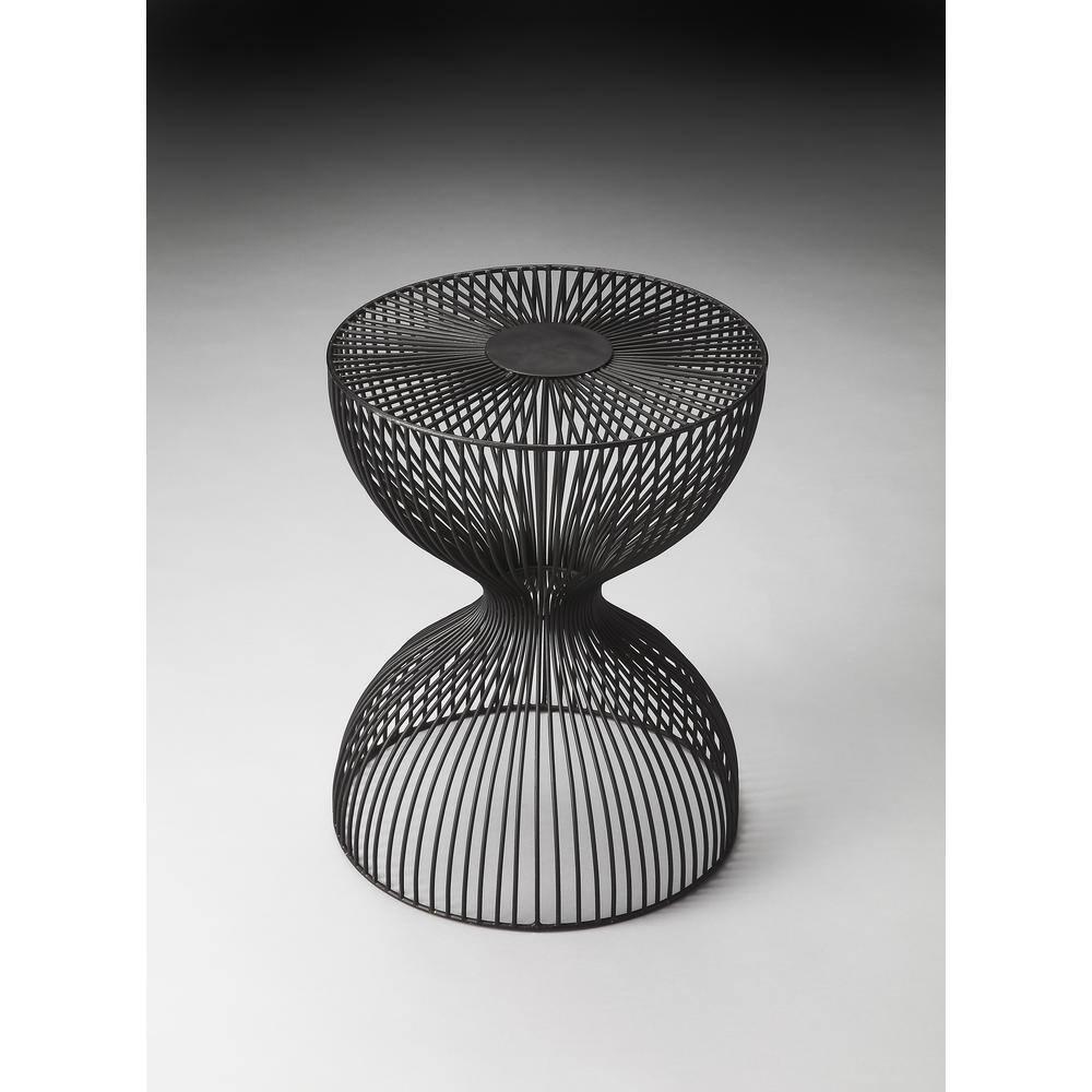 Nicholas 14 in. W Black Round Iron End Table
