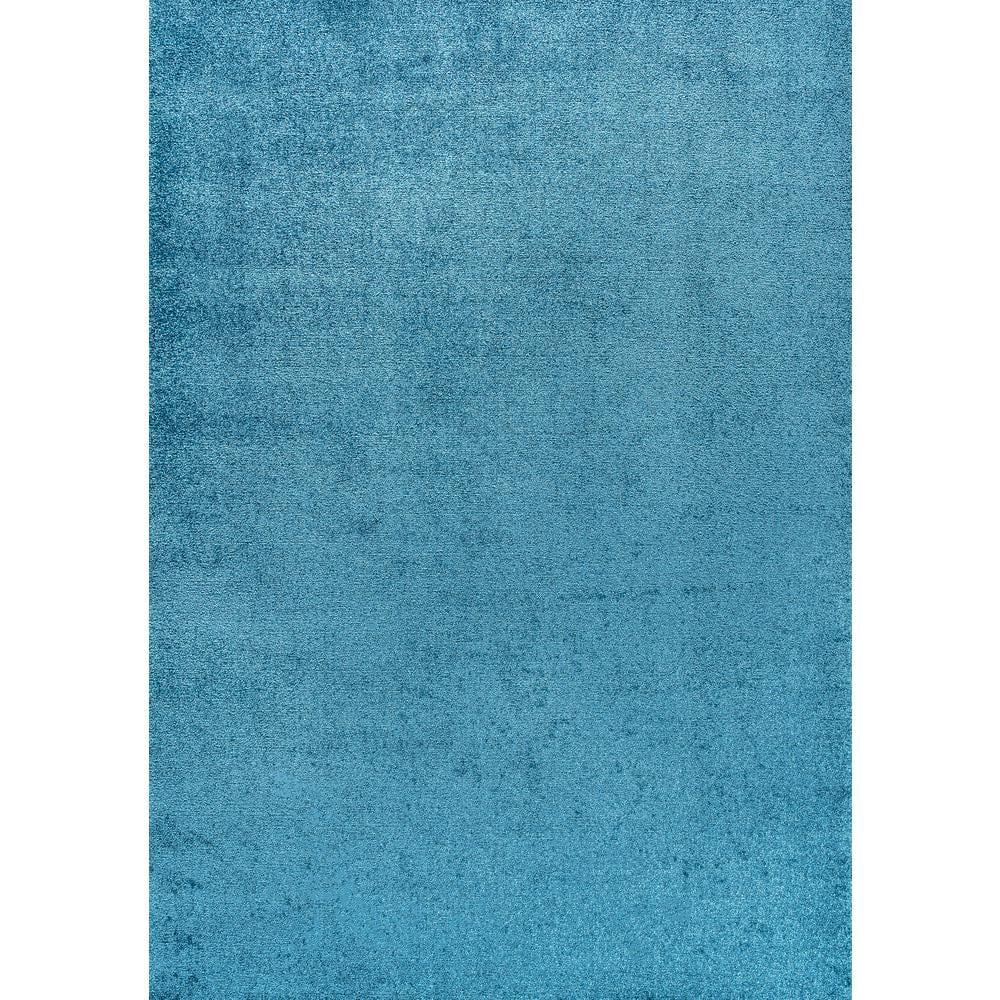 8'x10' Haze Solid Low-Pile Area Rug, Turquoise - JONATHAN Y