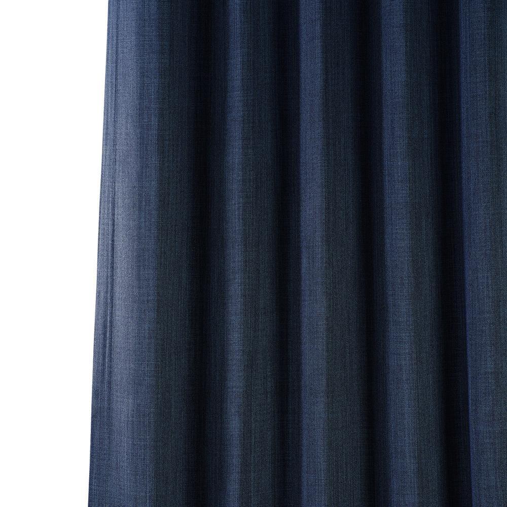 HPD Half Price Indigo Faux Linen Room Darkening Curtains for Bedroom & Living Room Curtains (1 Panel), Window Curtains 108 inches long, Rod pocket curtains & drapes, 50W X 108L