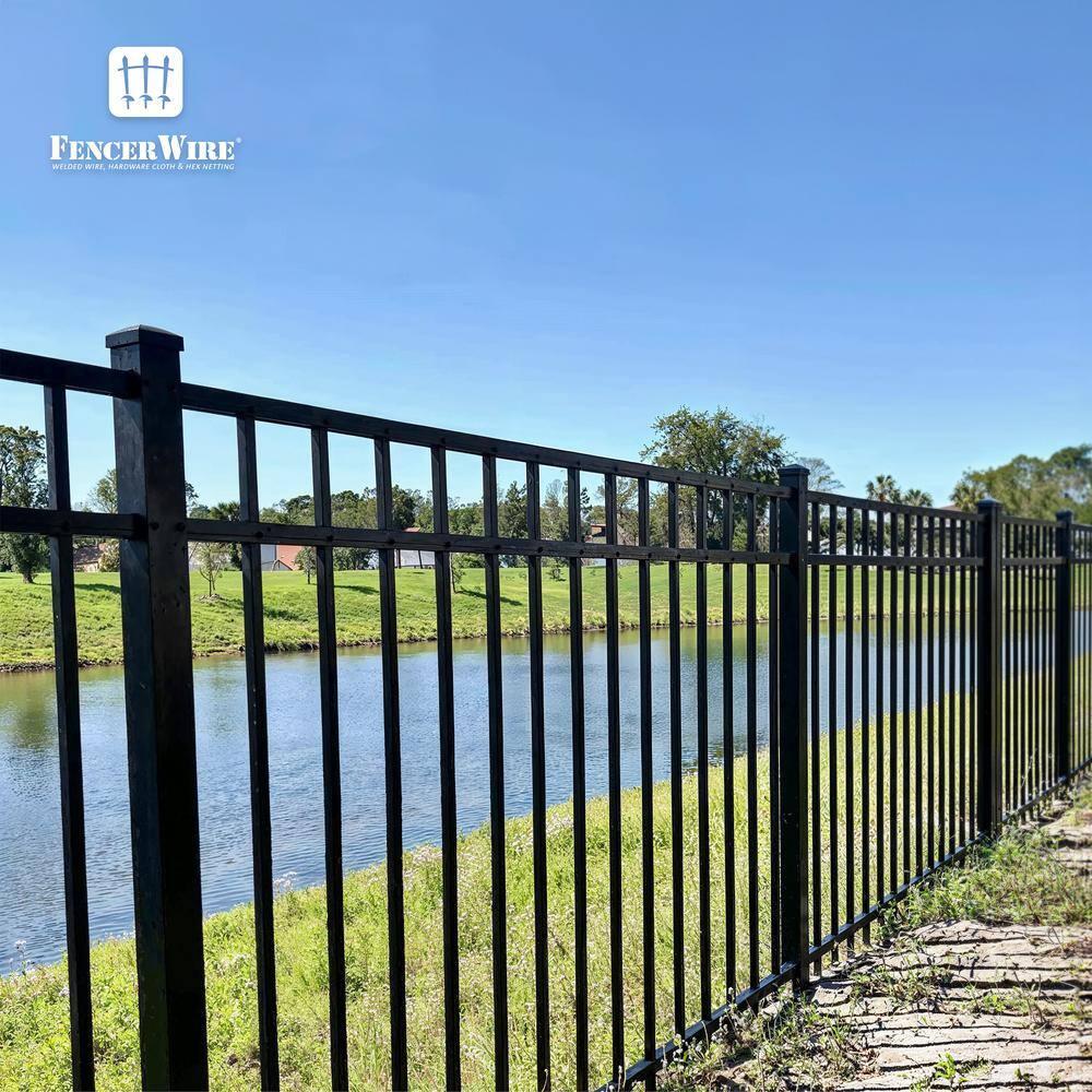 Fencer Wire Fencer Wire Heavy Duty 100FT Flat Top Metal Fence,4/5/6FT H X 8FT W Panels, Gate, Posts, Connectors