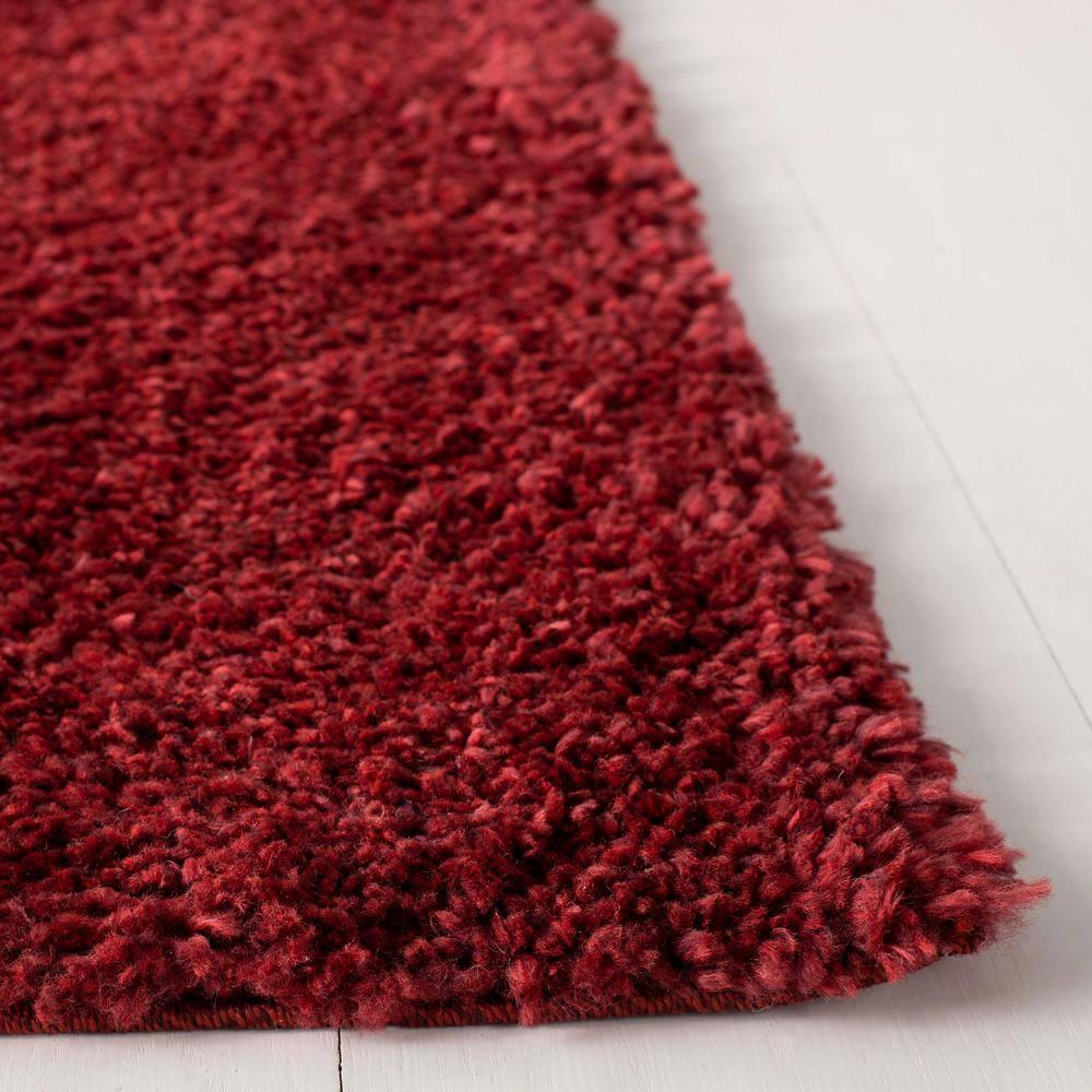 SAFAVIEH August Carlene Solid Plush Shag Runner Rug, Burgundy, 2'3" x 6'