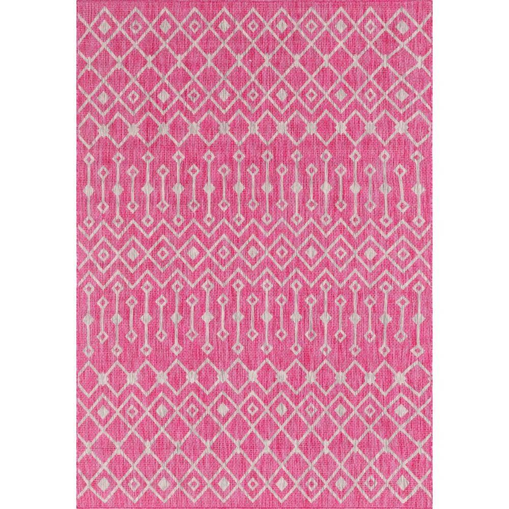 Unique Loom 7' 1 x 10' 0 Rectangle Indoor/Outdoor Trellis Fuschia Area Rug