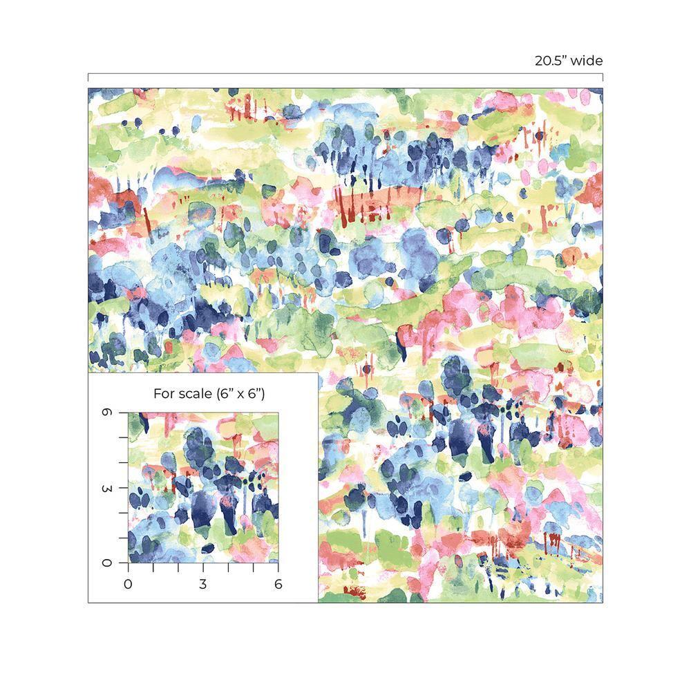 Surface Style - Peel and Stick Wallpaper, Abstract Wallpaper for Bedroom, Powder Room, Kitchen, Vinyl, 30.75 Sq Ft Coverage (Water Coloring Collection, Spring)