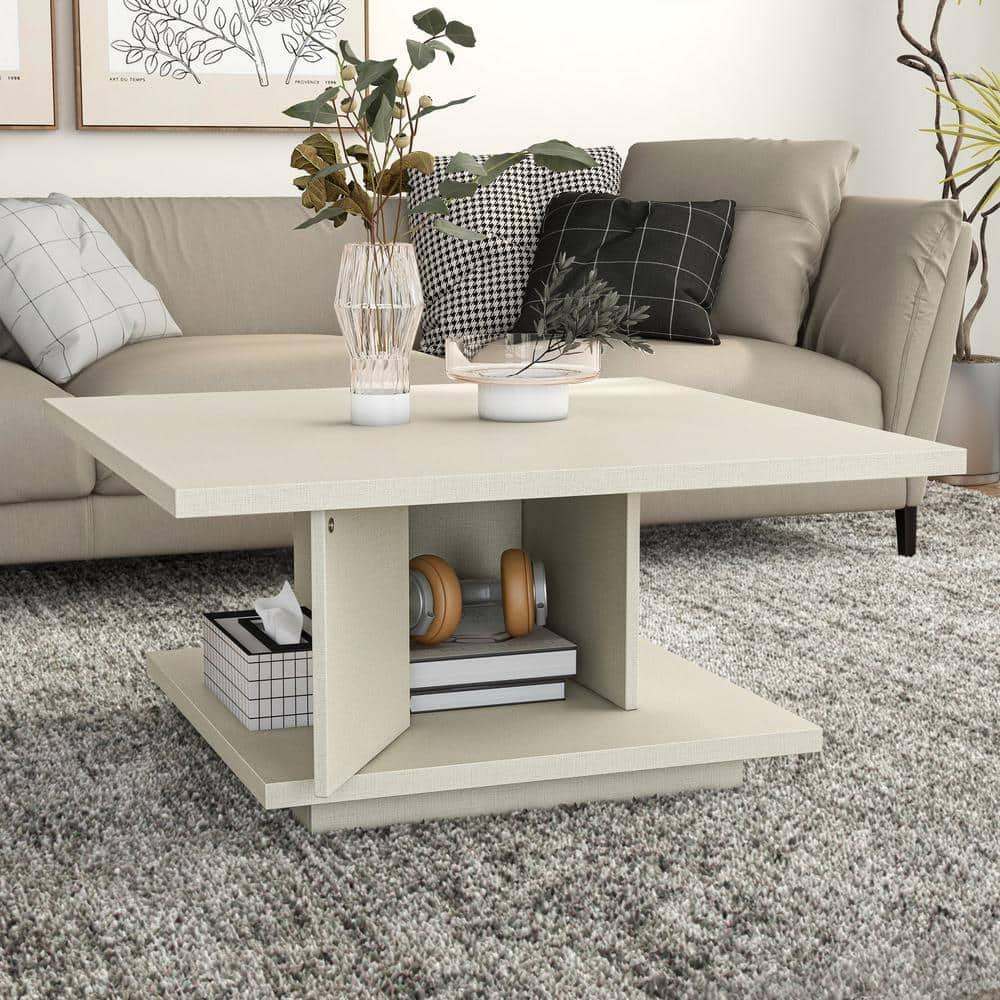 24/7 Shop At Home Traci 31" Square Coffee Table: Modern Design, Pedestal Base, MDF & Veneer