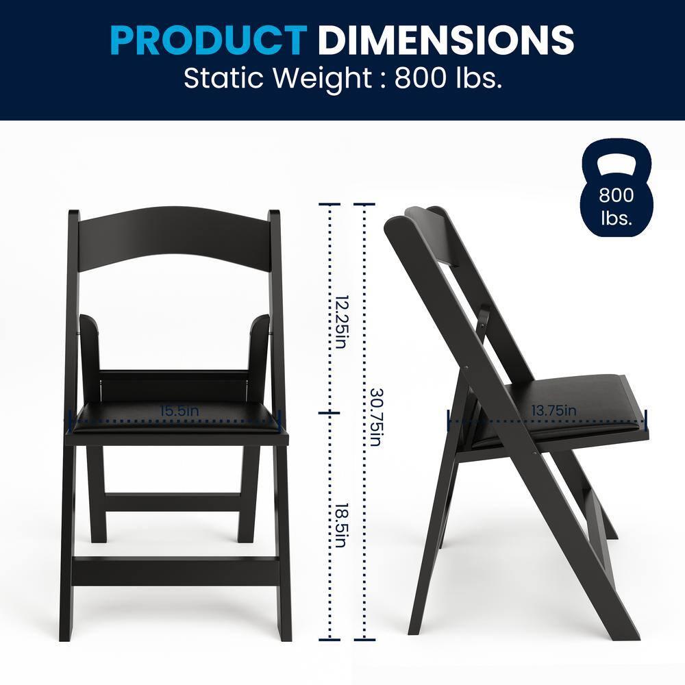 Flash Furniture Hercules Folding Chair - Black Resin – 800LB Weight Capacity Comfortable Event Chair - Light Weight Folding Chair