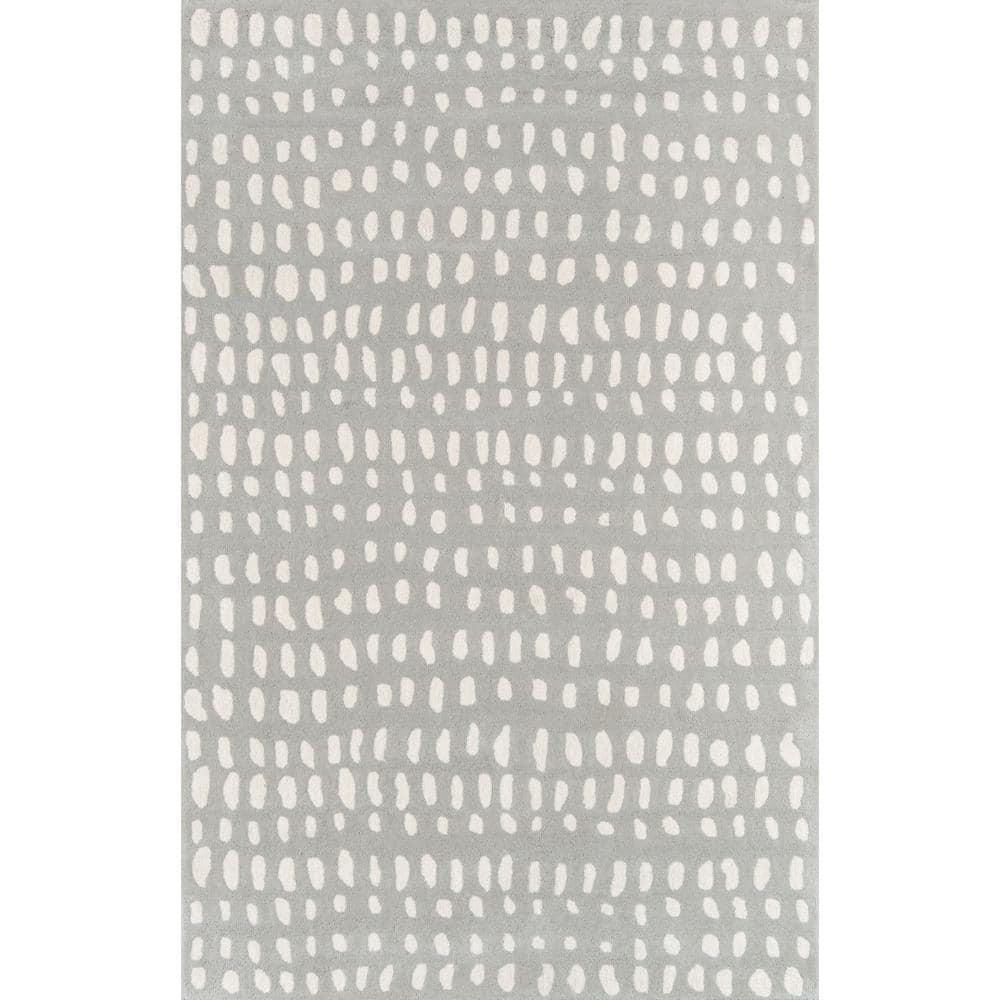 Skyline Decor Novogratz by  Delmar Boho Dots Hand-tufted Wool Area Rug Grey 9' x 12' 9' x 12' Indoor, Handmade Ivory Rectangle