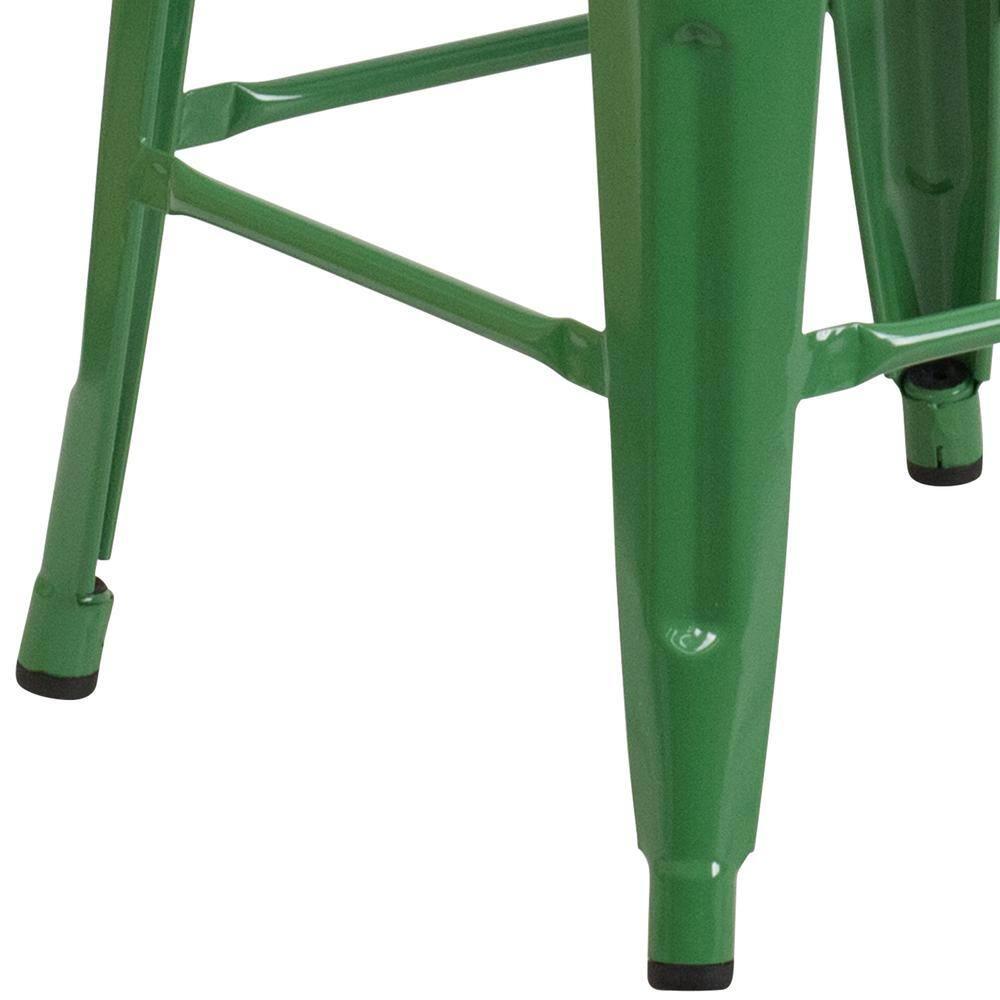 Flash Furniture Commercial Grade 30" High Backless Green Metal Indoor-Outdoor Barstool with Square Seat