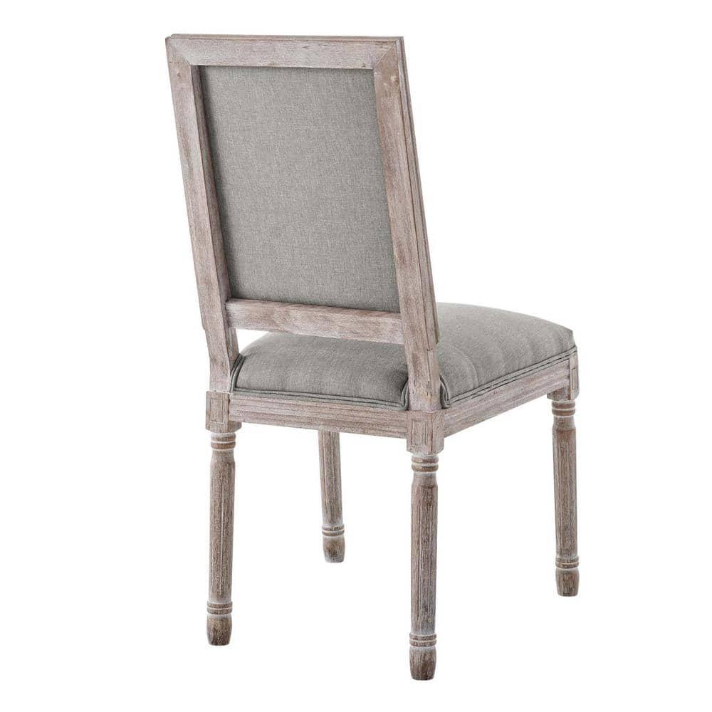 Modway Court 20" Vintage French Fabric Dining Side Chair in Light Gray