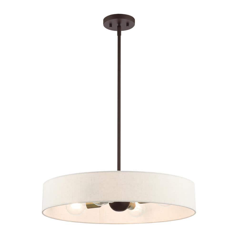 Venlo 4 Light Bronze with Antique Brass Accents Pendant