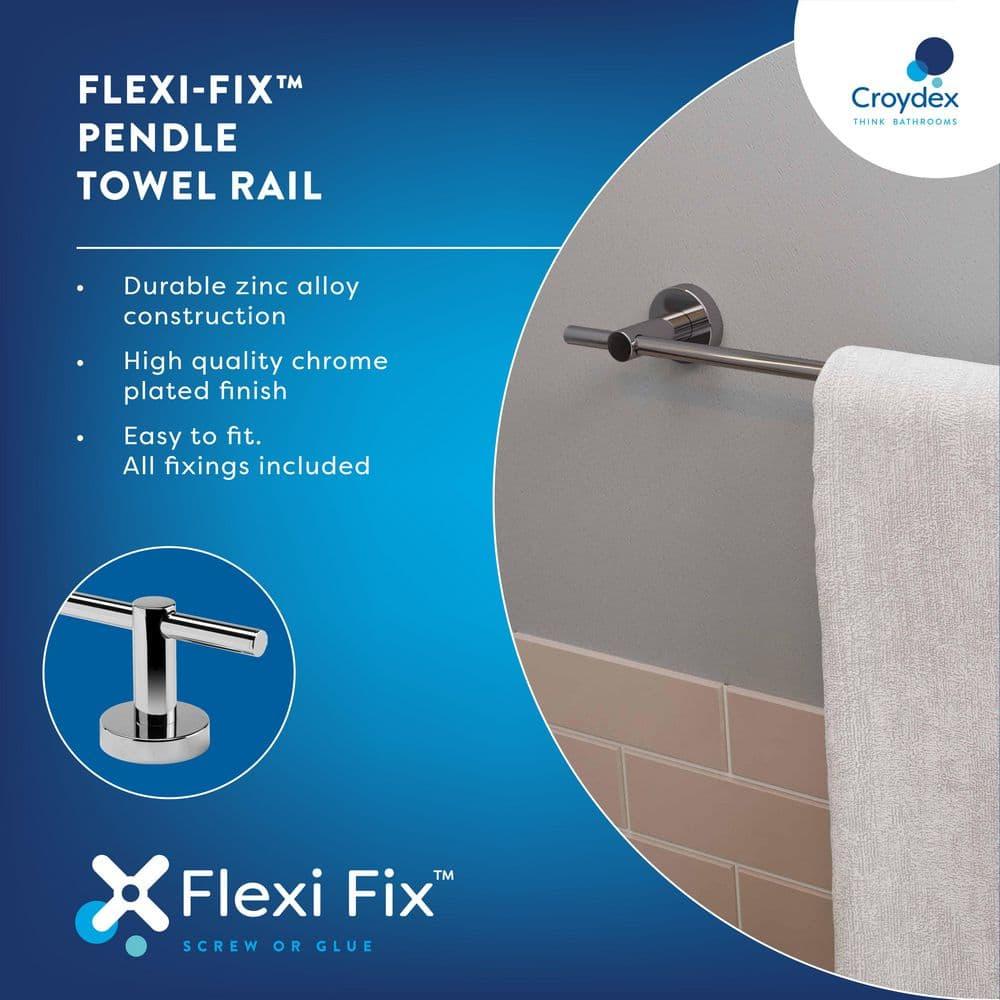 Croydex Pendle Flexi-Fix 27.76" Towel Bar, Chrome