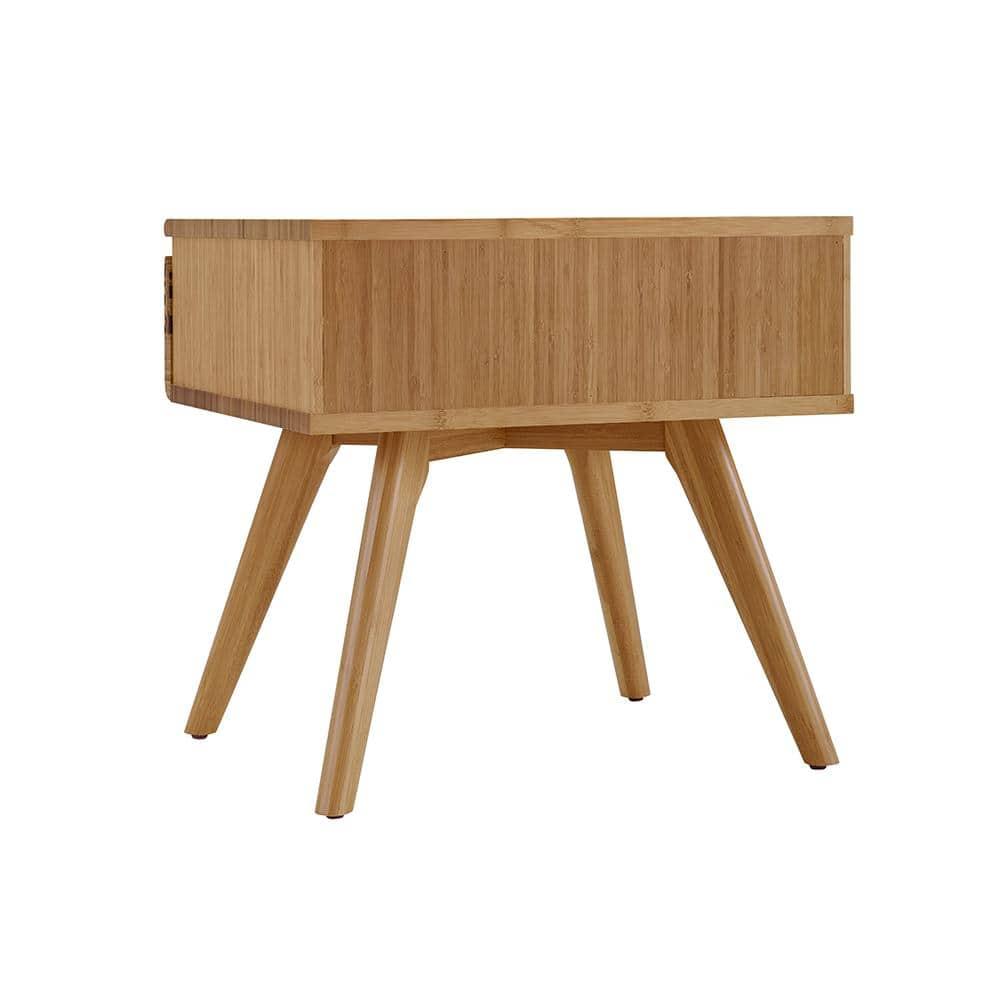 Azara Caramelized Bamboo Nightstand with Tiger Accents