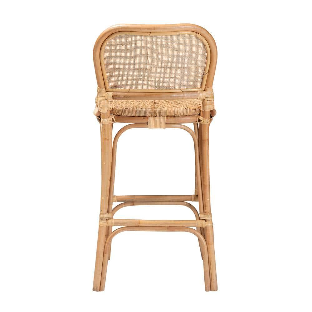 Adrena Rattan Bar Stool Natural Brown - Baxton Studio: Handmade, No Assembly, Bohemian Style
