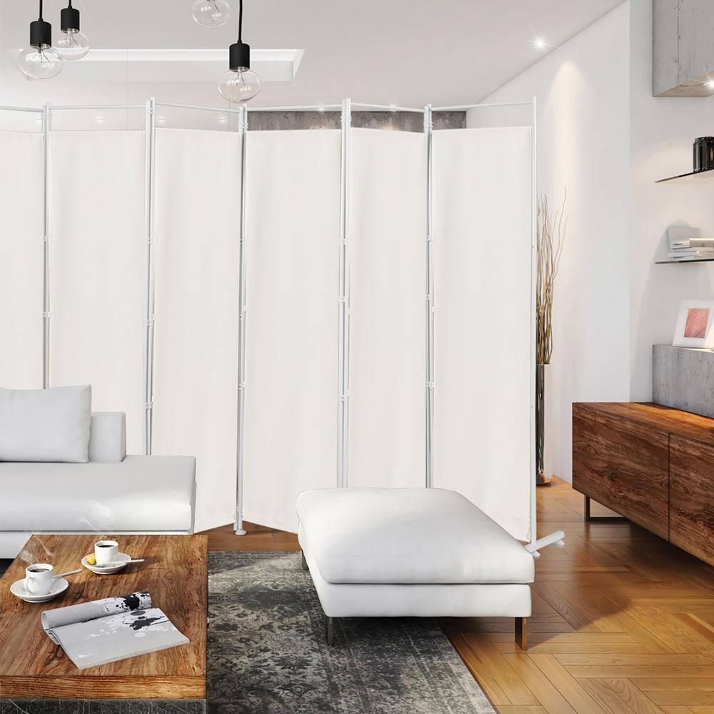 Costway 6-Panel Room Divider Folding Privacy Screen w/Steel Frame Decoration White