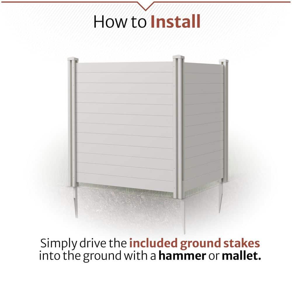 4ft H x 4ft W (2 Panels) No Dig Enclo Premium White Vinyl Privacy Screen, Outdoor Privacy Panels, Use As Air Conditioner Fence, Trash Can Enclosure, Pool Equipment Enclosure, ZP19014