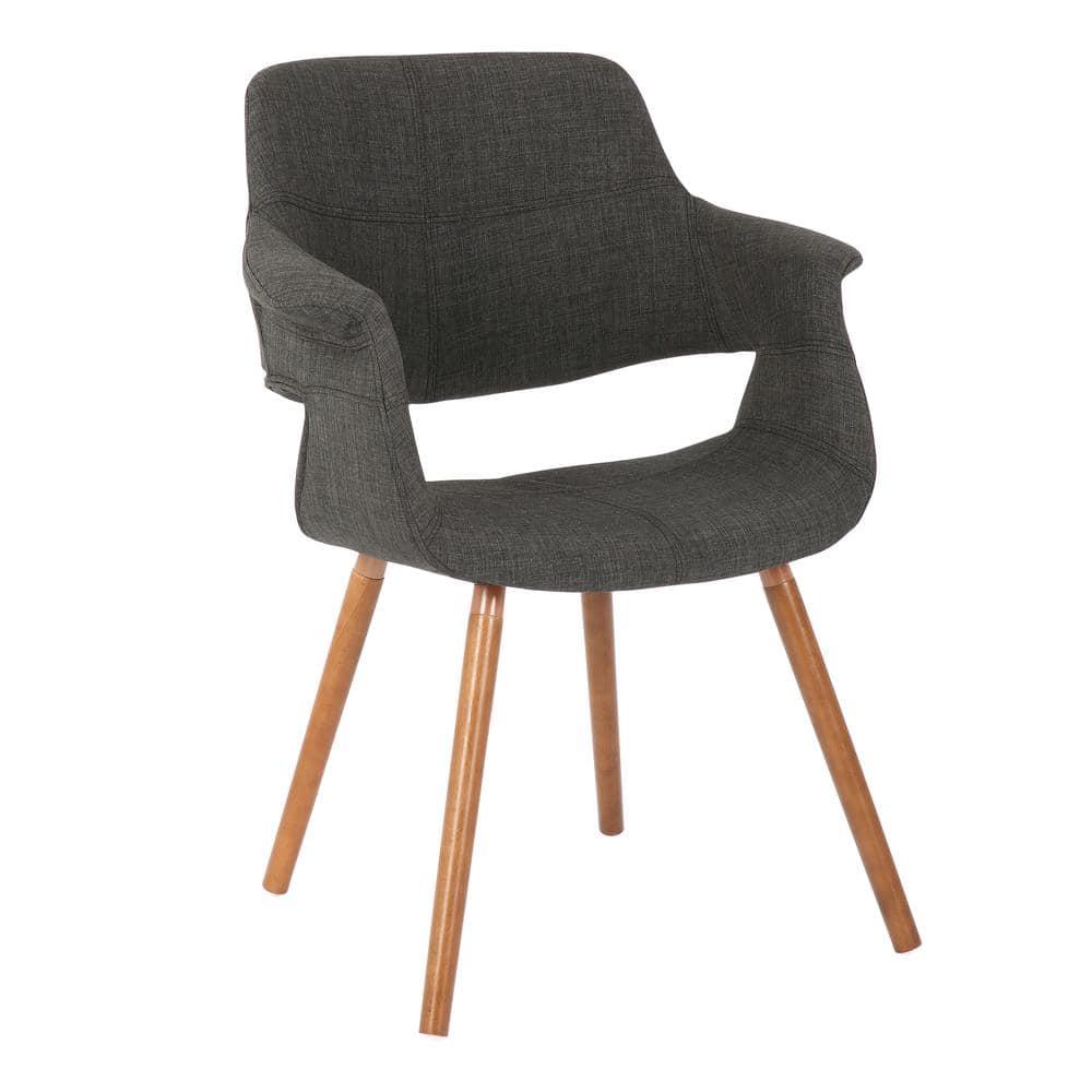 LumiSource Vintage Flair Mid-Century Modern Chair Walnut/Charcoal Gray: Polyester Upholstery, Wood Legs, Spot Clean