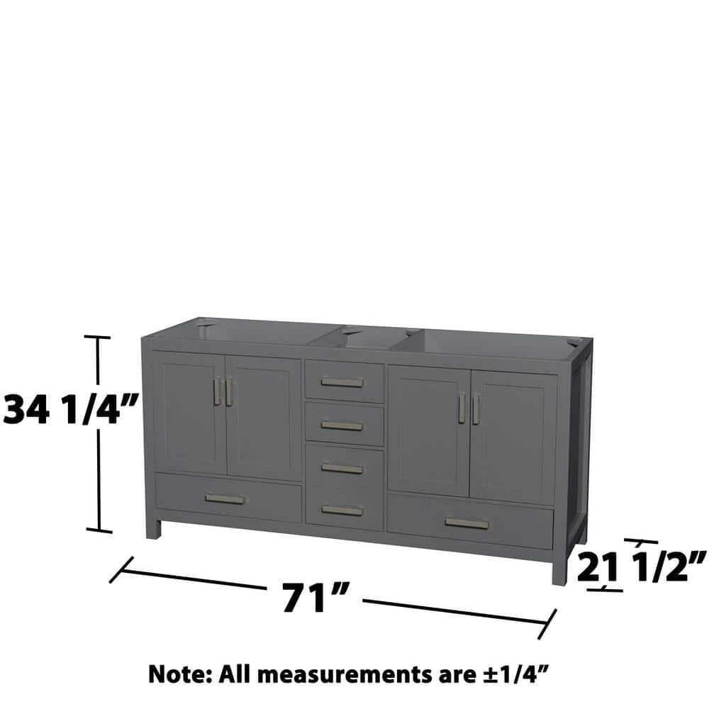 Wyndham Collection Sheffield 71" Freestanding Double Vanity Base Only