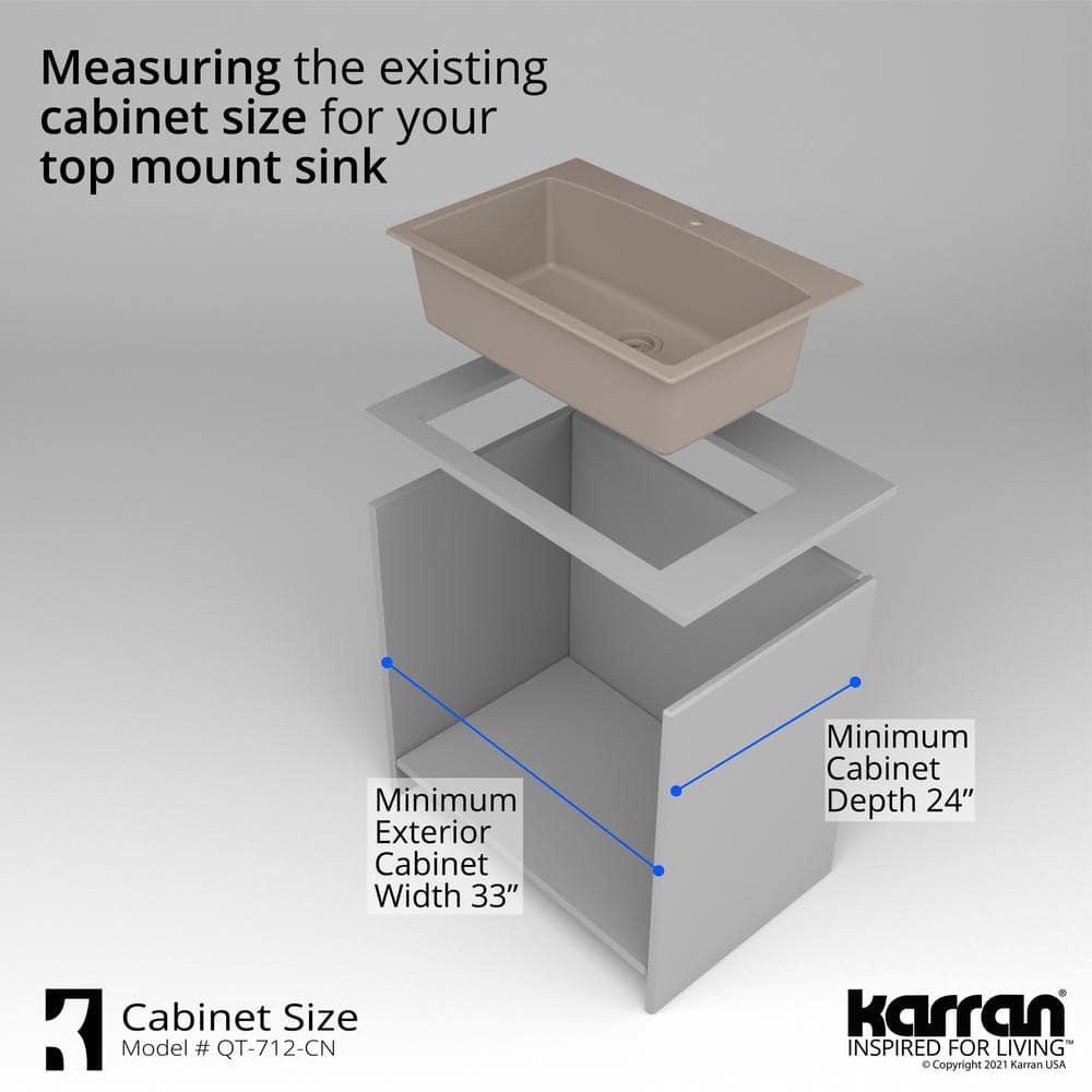 Karran Karran Drop-in Quartz Composite 33'' X 22'' 1-Hole Single Bowl Kitchen Sink QT-712-CN