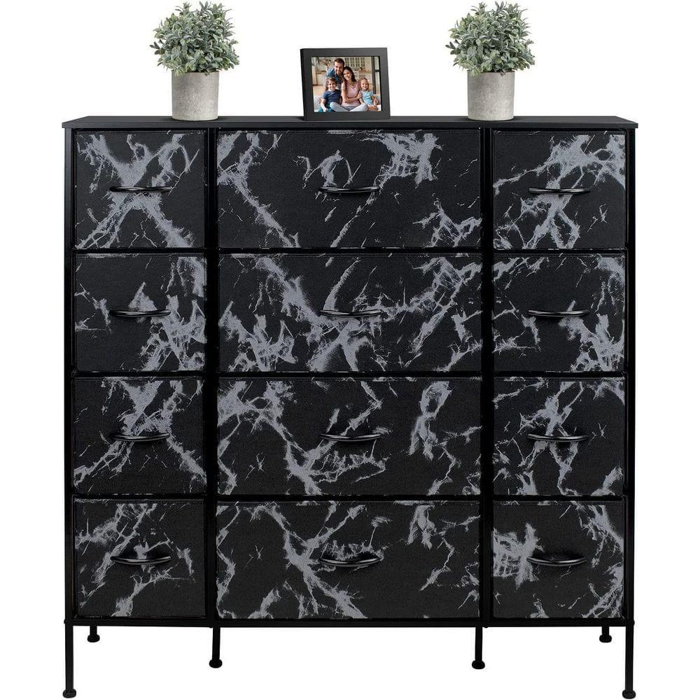 Sorbus 12 Drawers Dresser with Steel Frame and Wood Top
