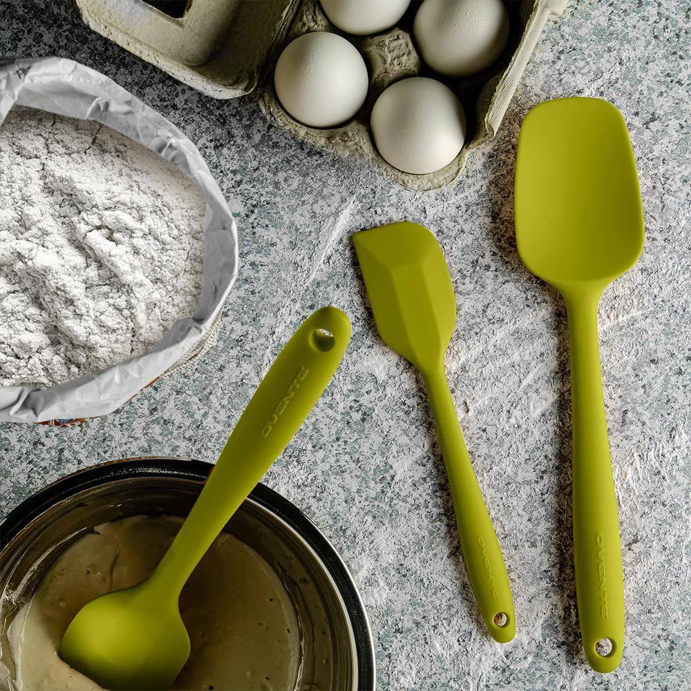 OVENTE Silicone Spatula , Food Grade Rubber Spatulas Heat Resistant w/ Stainless Steel Core & Seamless Design, Non Stick Rubber Spatula for Mixing, Baking & Cooking, 5 Pieces