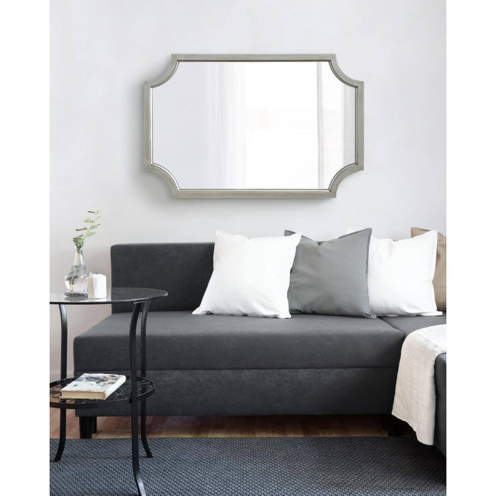 Kate and Laurel Hogan Scalloped MDF Scallop Mirror, 24x36, Silver