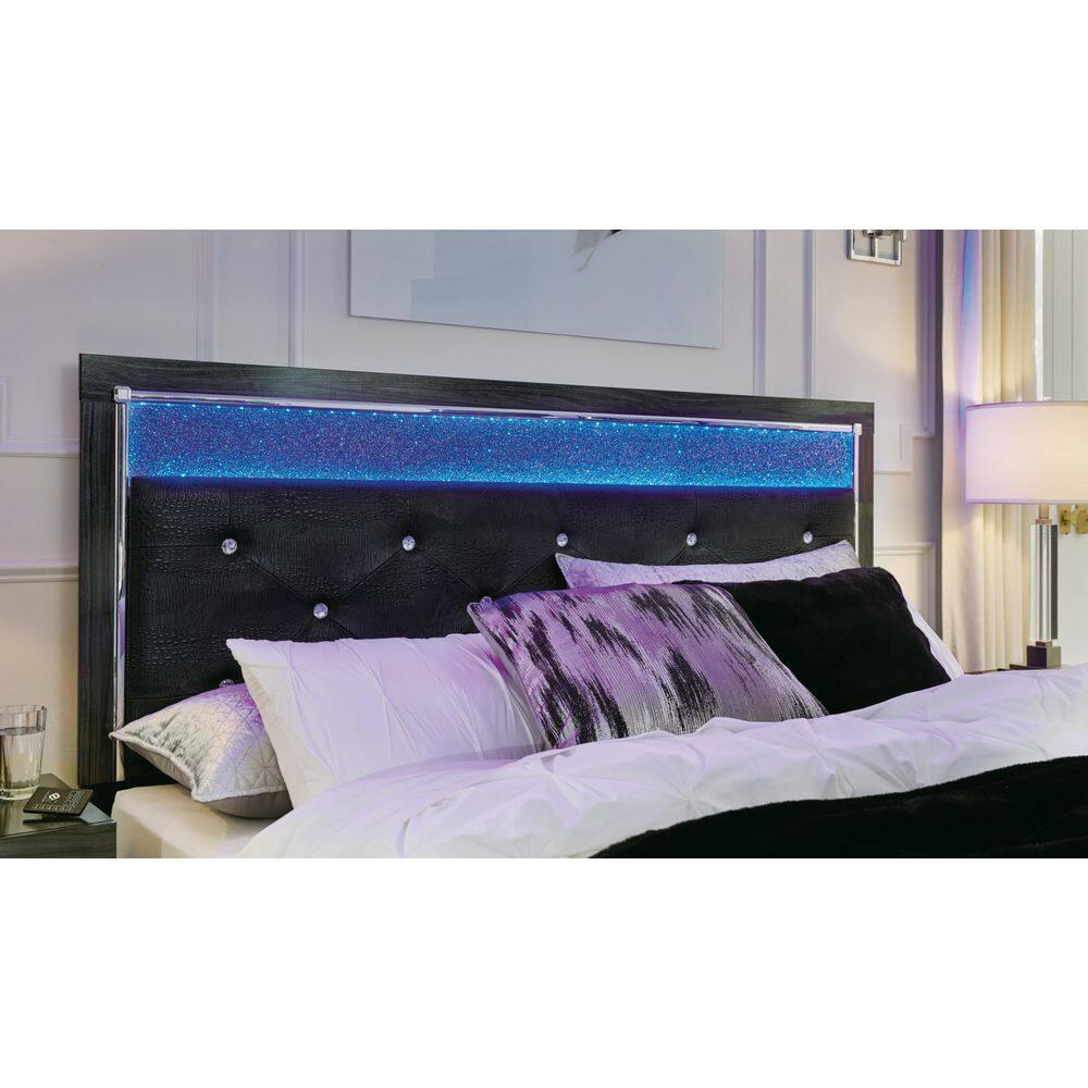 Queen Black Upholstered Tufted Headboard with LED Lighting